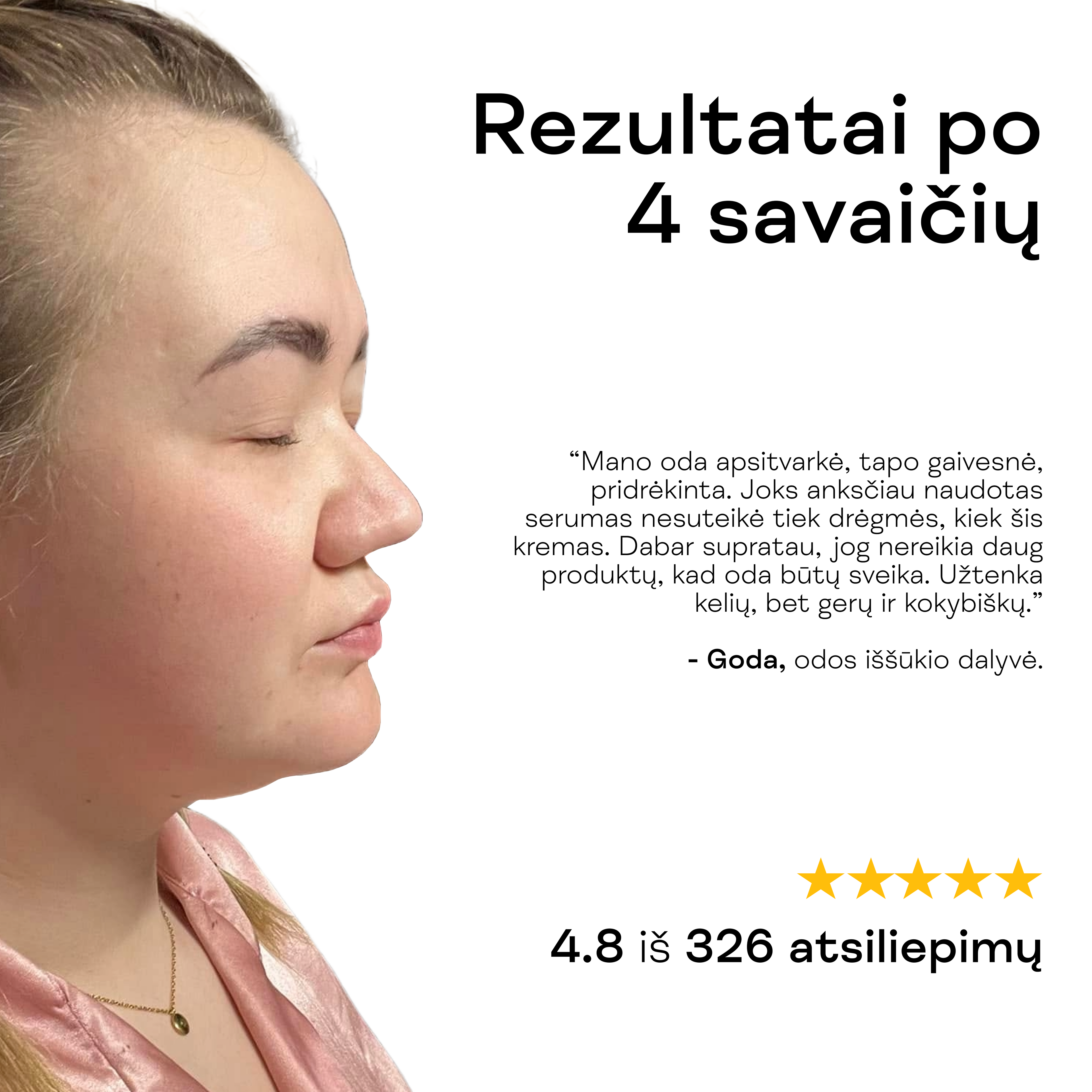 Moteris rodo skaistesnę, drėgnesnę odą po drėkinamojo veido kremo naudojimo.