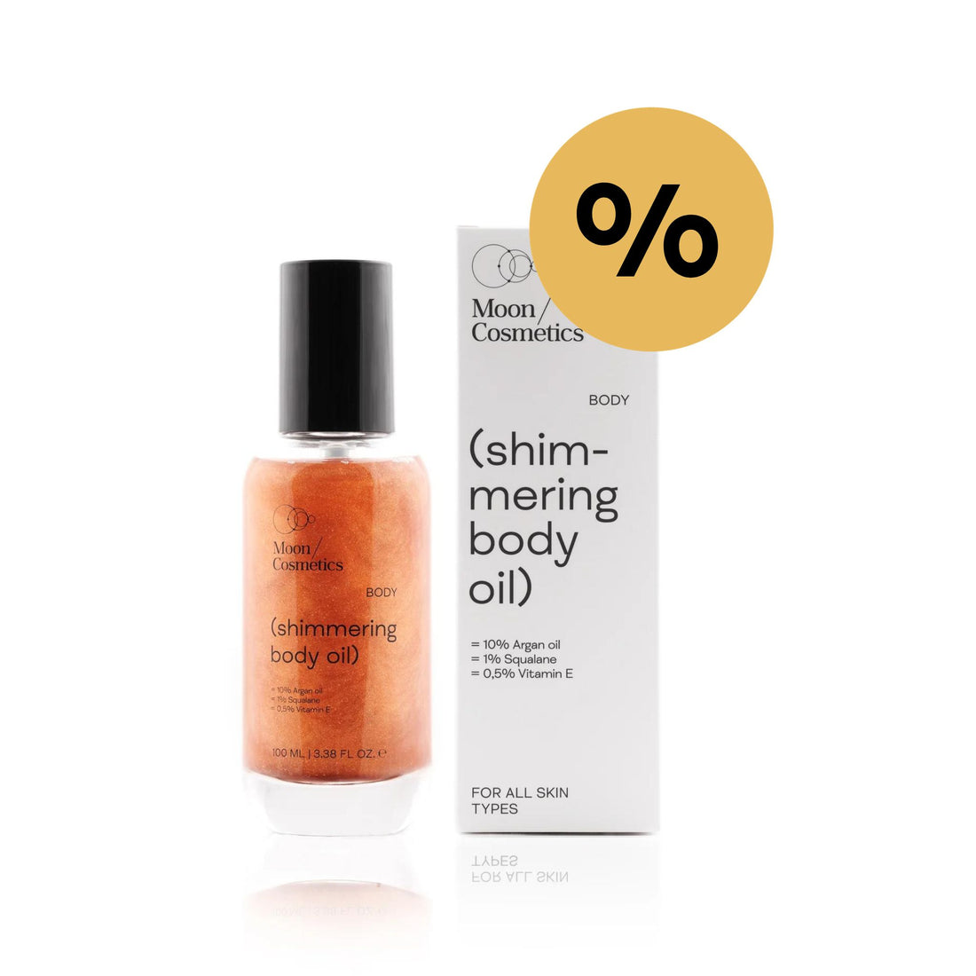 Žėrintis kūno aliejus buteliuke | Moon Cosmetics