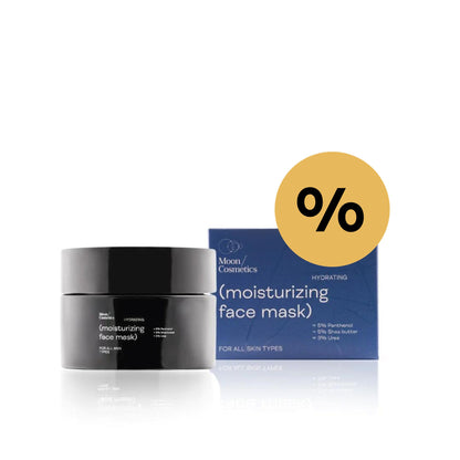 Drėkinamoji veido kaukė indelyje ir pakuotėje | Moon Cosmetics