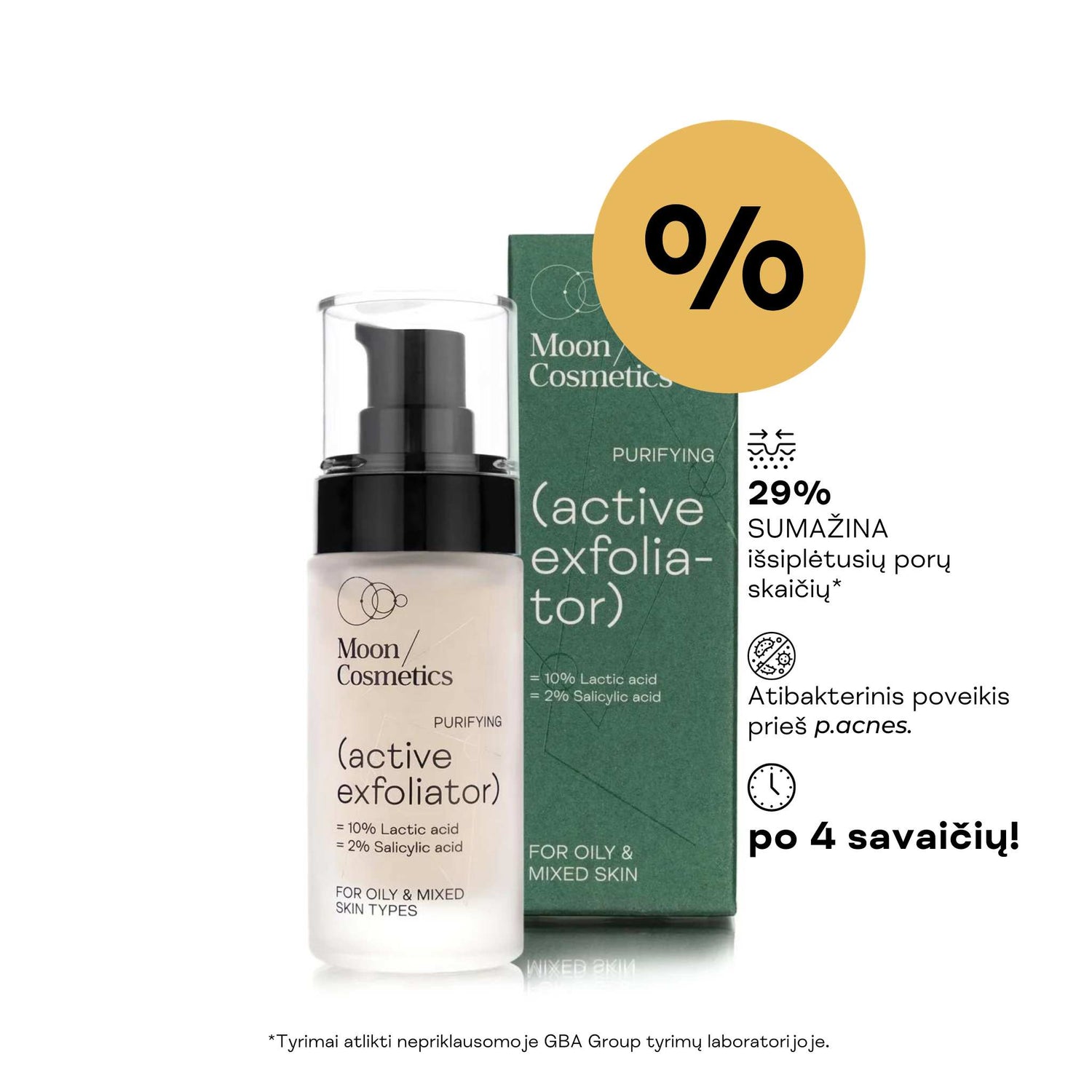 Aktyvusis veido gelis nuo spuogų buteliuke | Moon Cosmetics