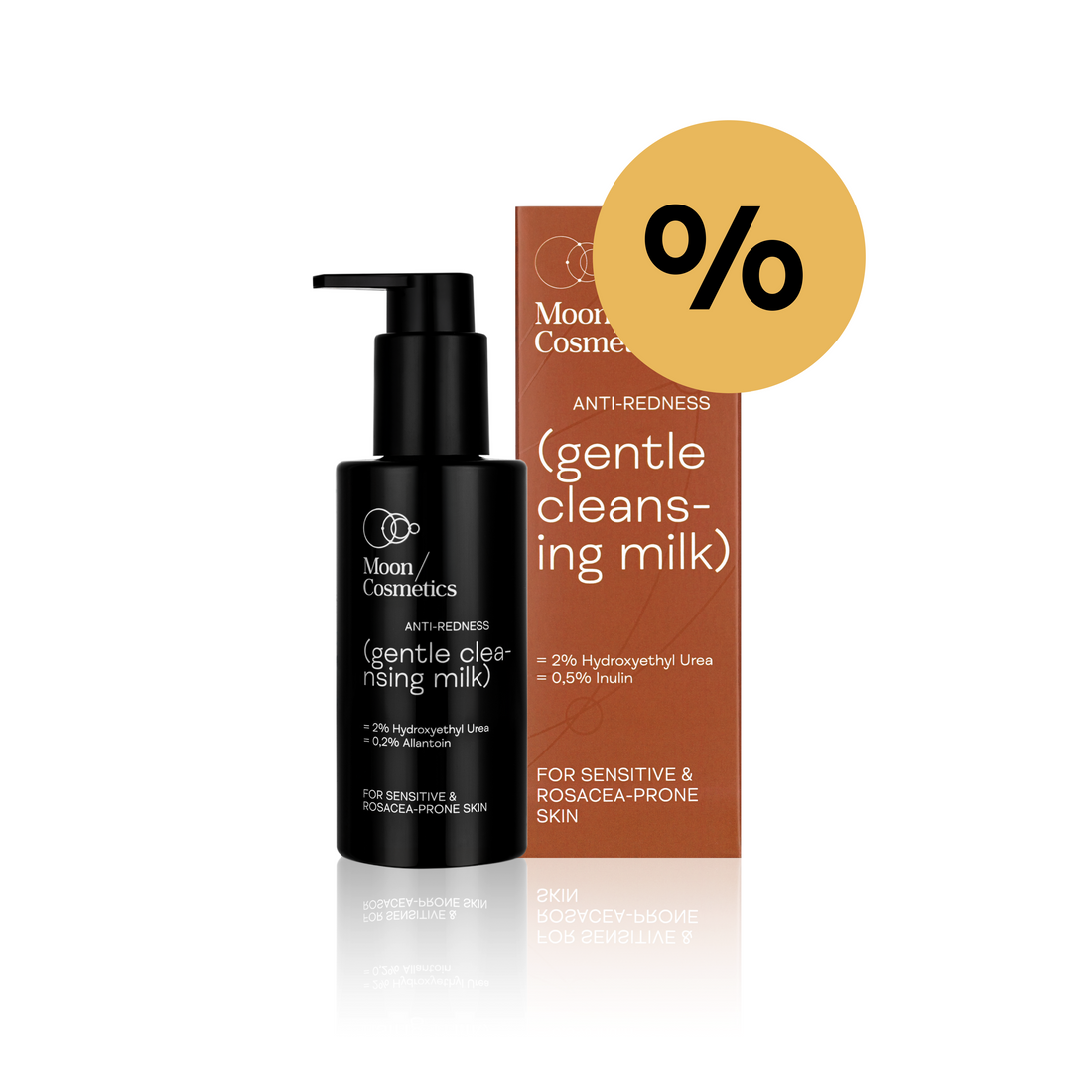 Veido prausiklis nuo raudonio buteliuke ir dėžutėje | Moon Cosmetics