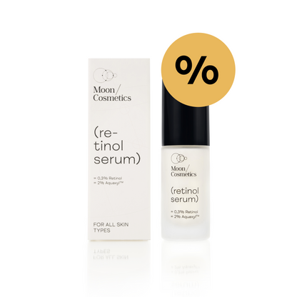 Inkapsuliuoto retinolio serumas buteliuke ir pakuotėje | Moon Cosmetics