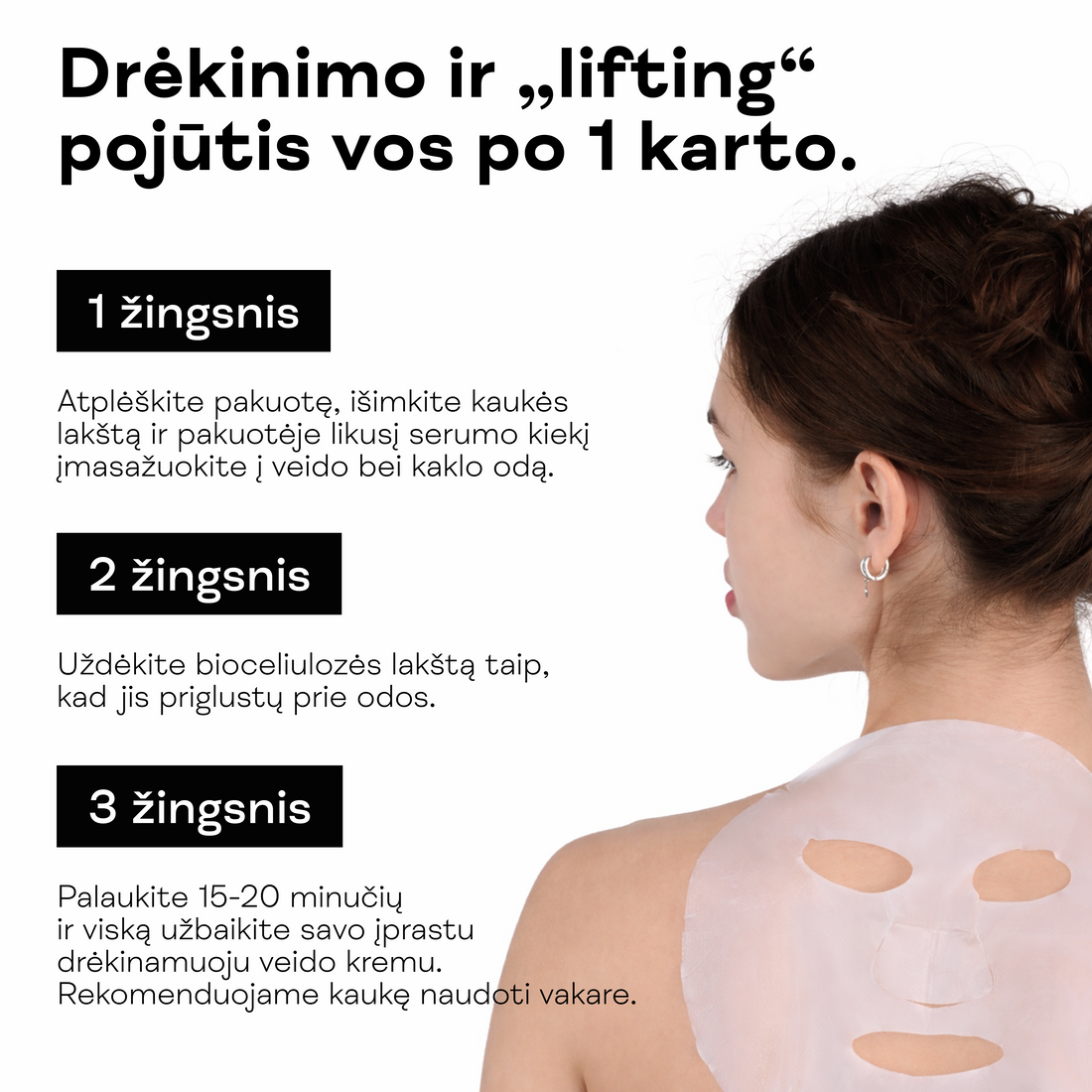 Drėkinamoji lakštinė veido kaukė
