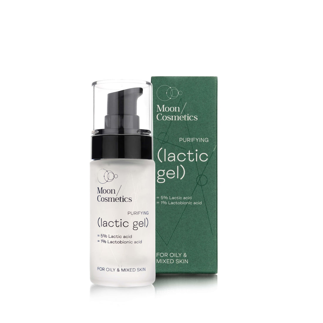 Drėkinamasis pieno rūgšties gelis nuo spuogų buteliuke | Moon Cosmetics